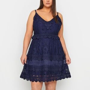 CITY CHIC NAVY LACE DRESS SIZE 16